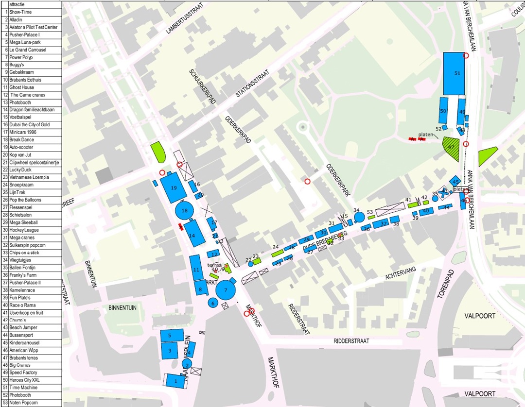 Attractielijst en plattegrond kermis 2026
